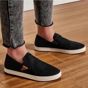 Olukai Pehuea Black Slip-on Sneakers